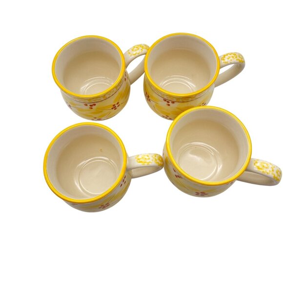 Temptations Old World Yellow coffee tea mug cup 12oz barrel style set four - Picture 4 of 6